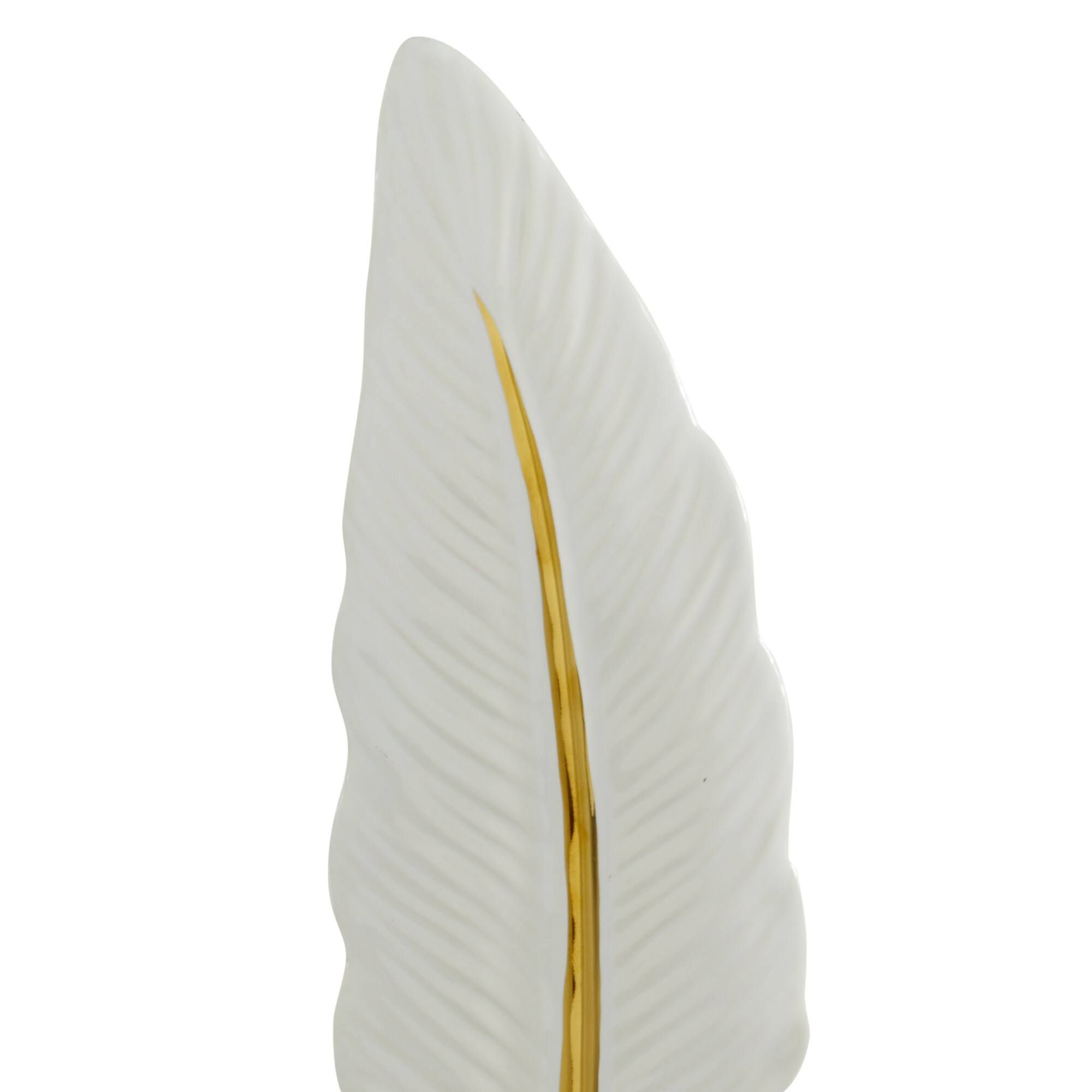 CosmoLiving by Cosmopolitan Gold Porcelain Glam Feather Sculpture Set